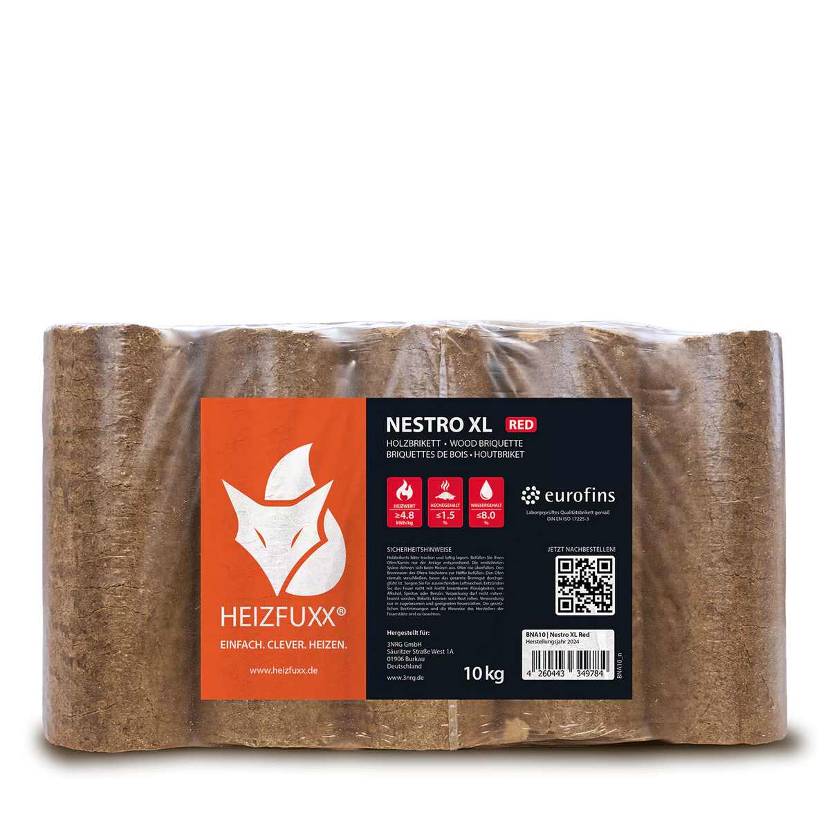 Holzbriketts Nestro XL Red – rund ohne Loch (Palette 960 kg) – Bild 4