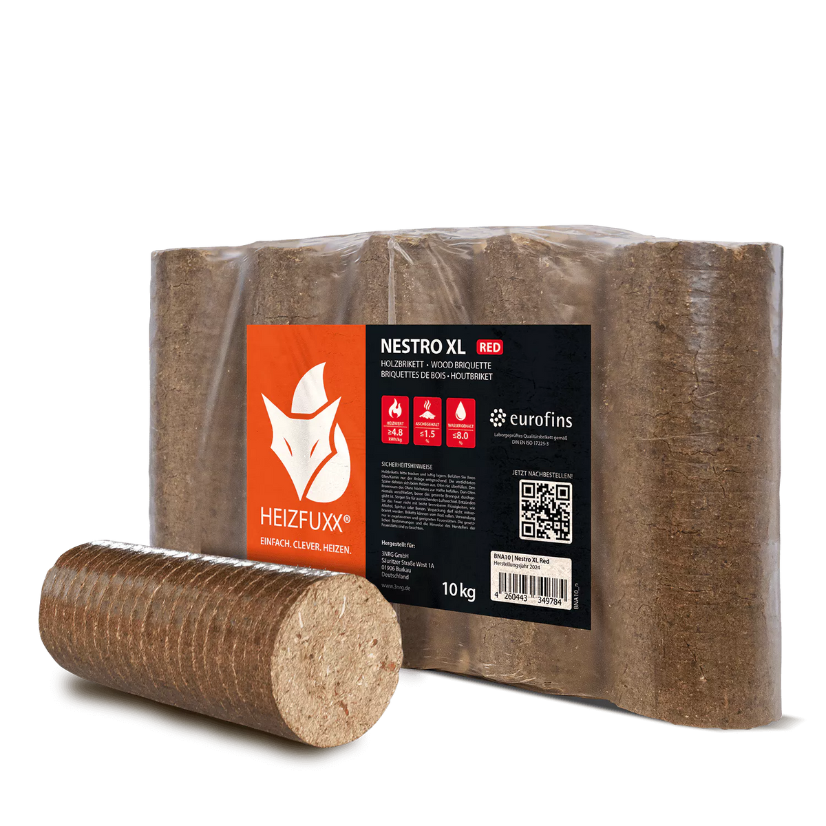 Holzbriketts Nestro XL Red – rund ohne Loch (Palette 960 kg) – Bild 5