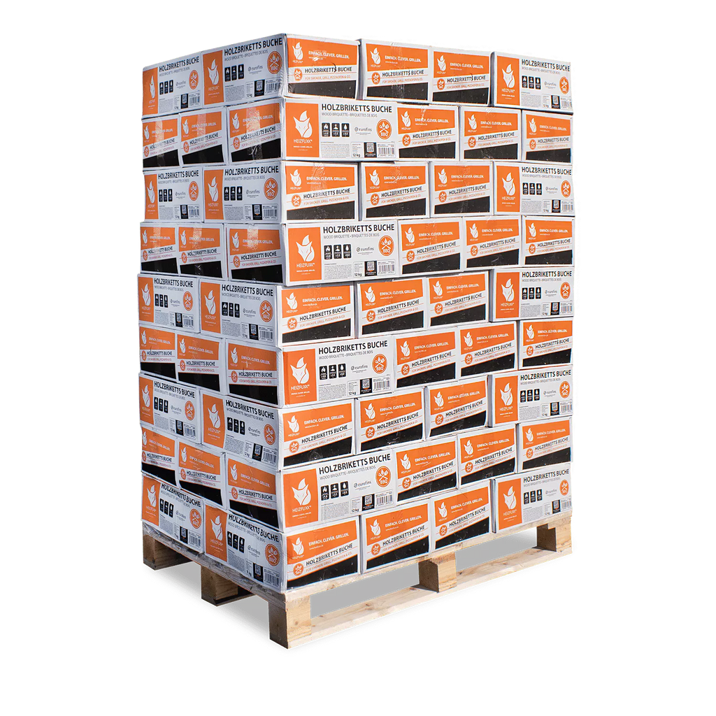 Buchen Nestro Briketts – 12 kg Box – Palette 81× (972 kg) – Bild 2