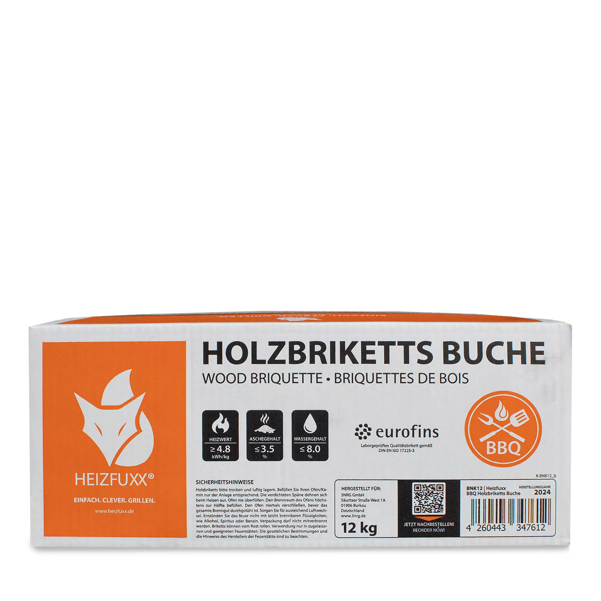 Buchen Nestro Briketts – 12 kg Box – Palette 81× (972 kg) – Bild 4