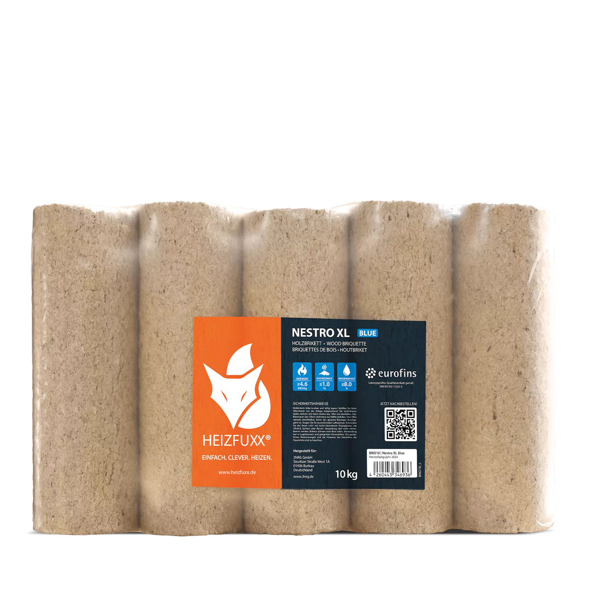 Holzbriketts Nestro XL Blue – rund ohne Loch (Palette 960 kg) – Bild 3