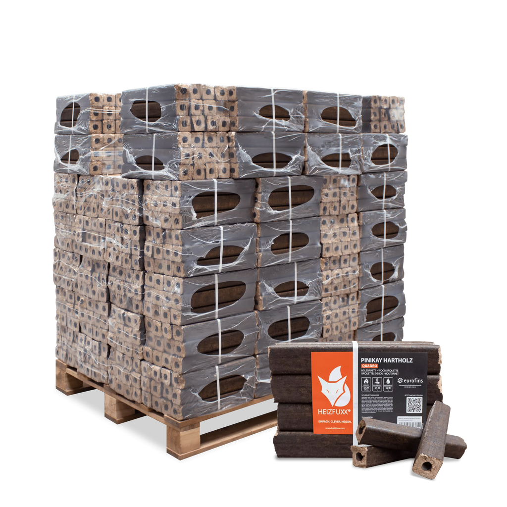 PiniKay Quadro Hartholzbriketts – mit Zugloch (Palette 960 kg) – Bild 1