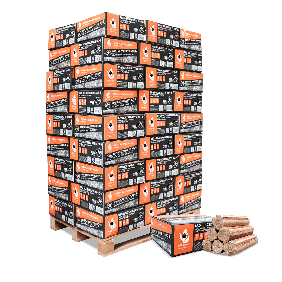 BBQ-Briketts aus reiner Buche – 18 kg Karton, 54er Palette (972 kg) – Bild 1