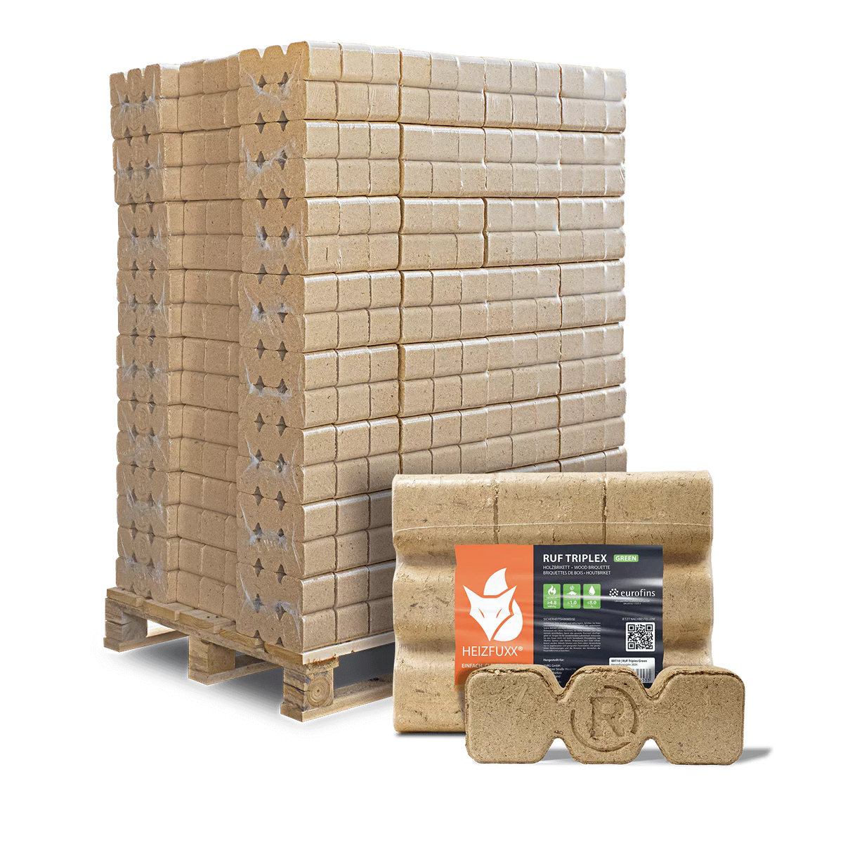RUF Triplex Green Weichholzbriketts – 960 kg Palette – Bild 1