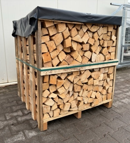 Brennholz Buche 33 cm, Ofengetrocknet mit Einwegkiste (1 RM / 1,6 SRM) – Bild 1