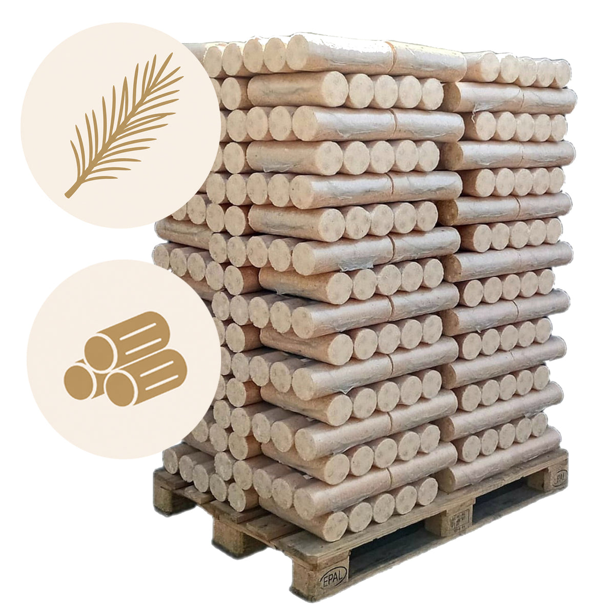 960kg Runde Nadelholz Briketts in 10kg Packungen