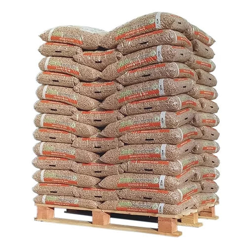 Holzpellets aus der Auvergne Moulin Bois Energie – Palette 975 kg (65 Säcke) – Produktfoto von RUNDHOLZ Uhlstädt