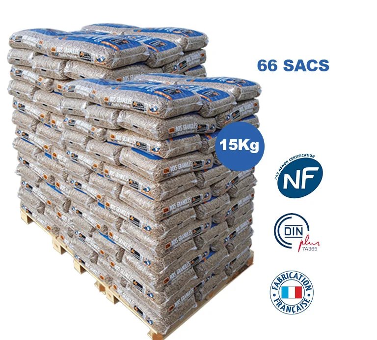 Französische Holzpellets Woodstock® Premium – Palette 990 kg (66 Säcke) – Produktfoto von RUNDHOLZ Uhlstädt