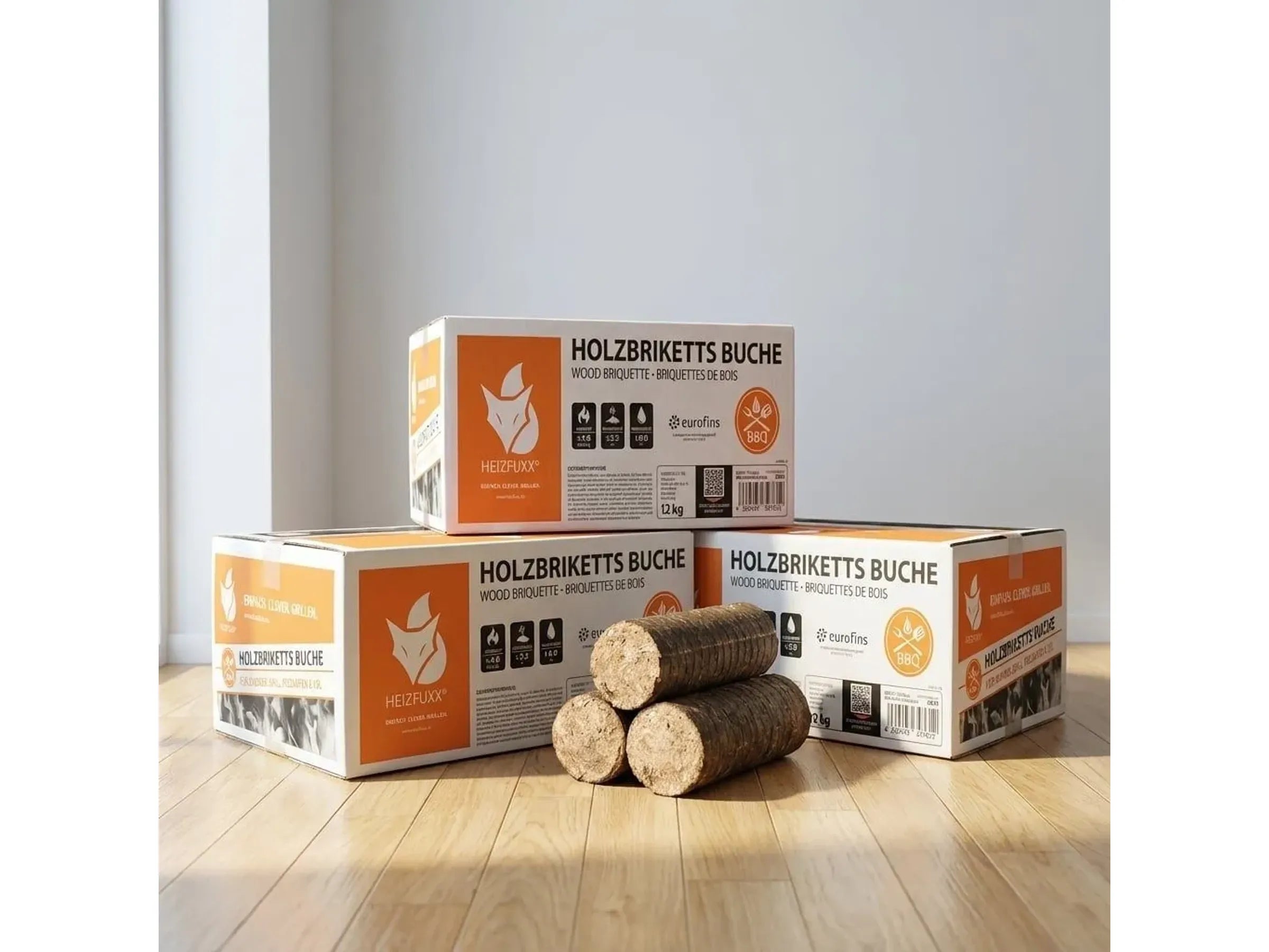 Heizfuxx Nestro M Holzbriketts Hartholz im Karton 12kg x 25 Karton 300kg Palette – Bild 4