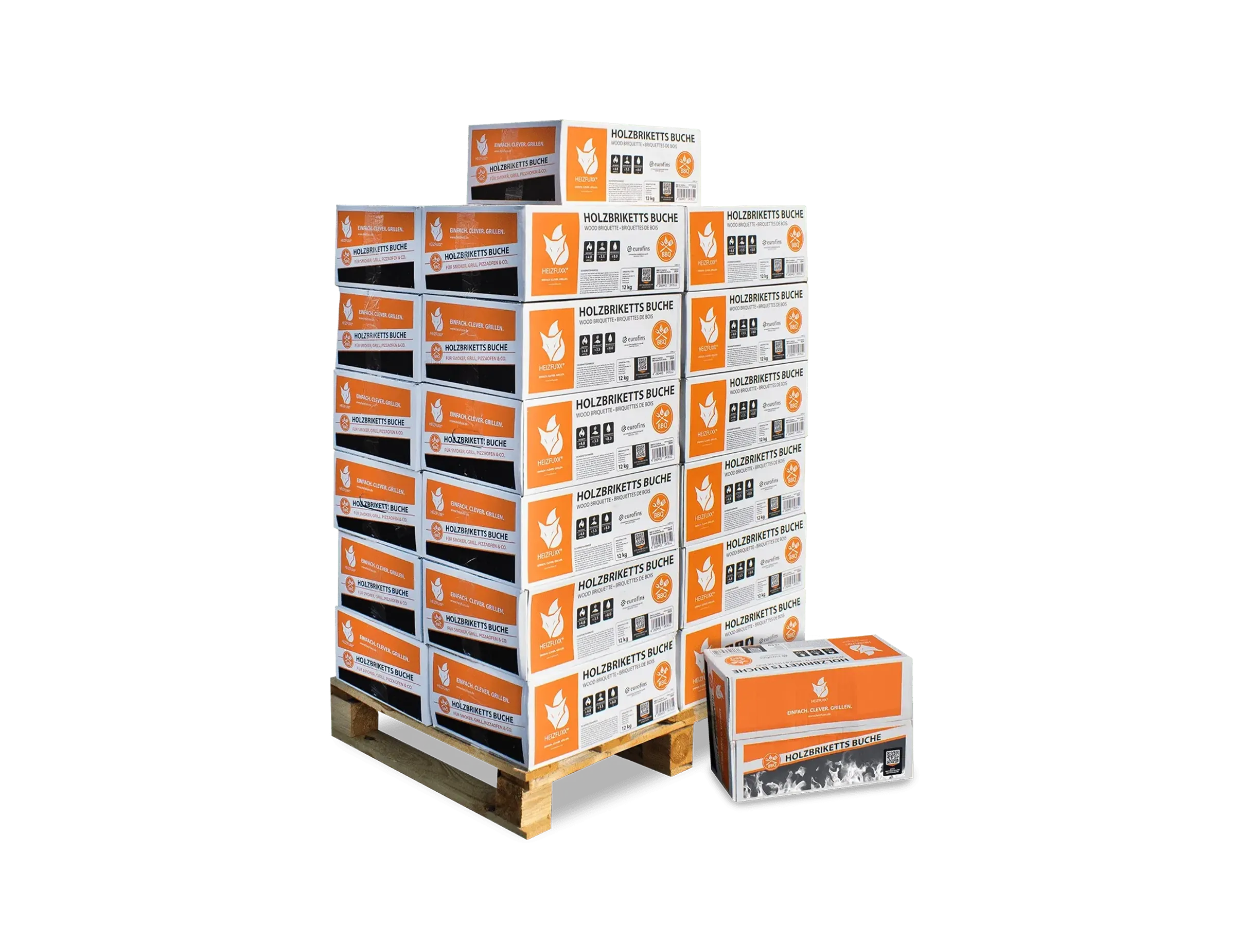 Heizfuxx Nestro M Holzbriketts Hartholz im Karton 12kg x 25 Karton 300kg Palette – Bild 1