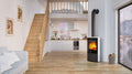 Kaminofen HEIDAL 10 | Außengehäuse aus Keramik | Holzkamin | aus Stahl | Edelstahlgriff| Farbe: Weiß / Schwarz | 6,3 kW