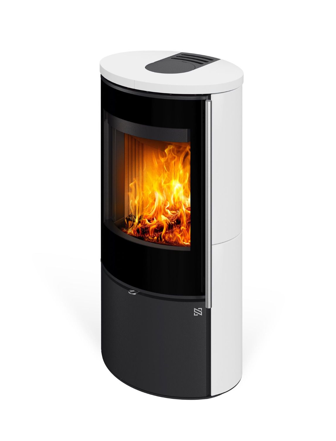 Kaminofen VERDAL 10 | Außengehäuse aus Keramik | Holzkamin | aus Stahl | Edelstahlgriff| Farbe: Weiß / Schwarz | 5,1 kW
