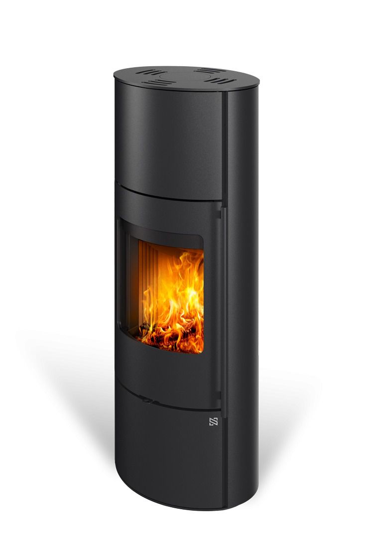 Kaminofen VIDDAL H 30 | Außengehäuse aus Stahl | Holzkamin | kompaktes und elegantes Design | schwarzer Edelstahlgriff | 5,1 kW | Glastür