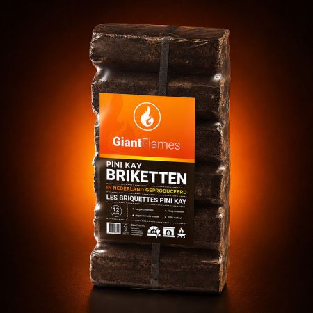 Pini Kay-Briketts (NL) – halbe Palette, 48 Säcke à 10 kg (480 kg) - Stimmungsfoto